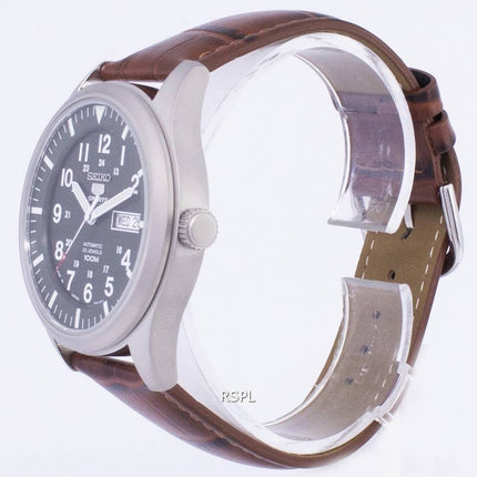 Seiko 5 Sports automatique Japon fait rapport en cuir brun SNZG09J1-LS7 montre homme