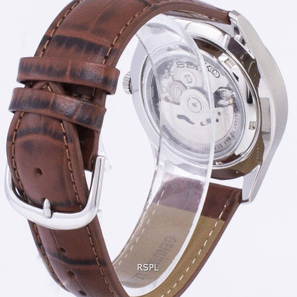 Seiko 5 Sports automatique Japon fait rapport en cuir brun SNZG09J1-LS7 montre homme