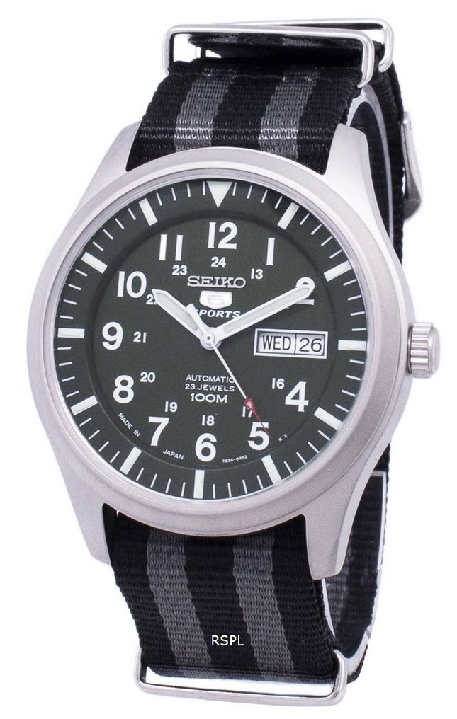 Seiko 5 Sports automatique Japon fait l’OTAN Strap SNZG09J1-NATO1 montre homme