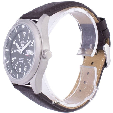 Seiko 5 Sports automatique Japon fait rapport en cuir marron foncé SNZG09J1-LS11 montre homme