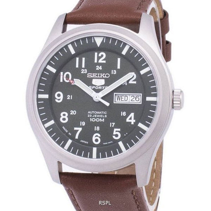 Montre pour homme Seiko 5 Sports Automatic Made Japan au cuir brun SNZG09J1-LS12