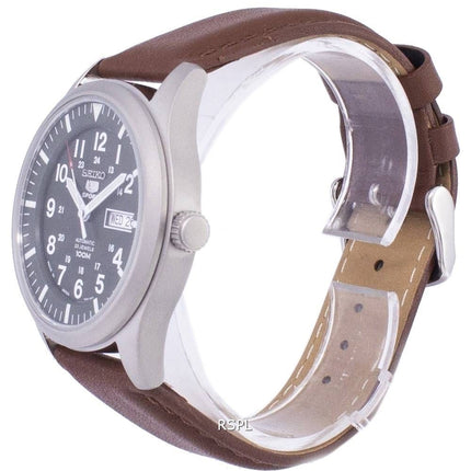 Montre pour homme Seiko 5 Sports Automatic Made Japan au cuir brun SNZG09J1-LS12