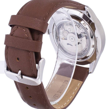 Montre pour homme Seiko 5 Sports Automatic Made Japan au cuir brun SNZG09J1-LS12