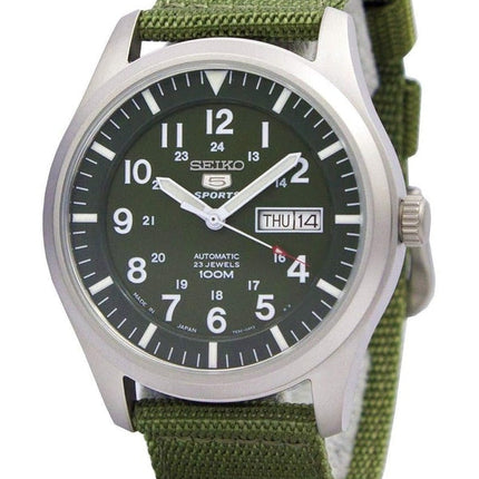 Montre homme Seiko 5 Military Automatic Sport reconditionnée, fabriquée au Japon, références SNZG09, SNZG09J1 et SNZG09J.