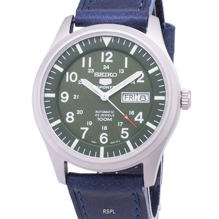 Seiko 5 Sports SNZG09K1-LS13 en cuir bleu foncé automatique bracelet montre homme