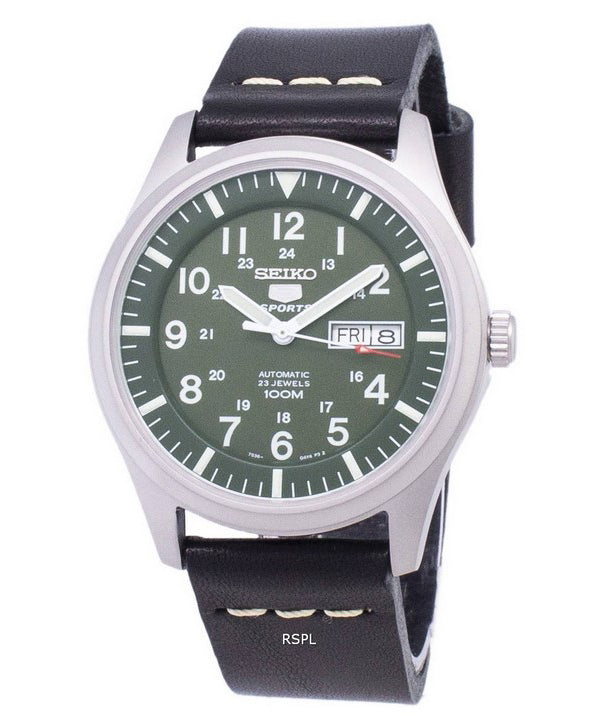 Seiko 5 Sports SNZG09K1-LS14 en cuir noir automatique bracelet montre homme