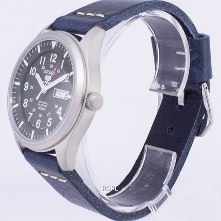 Seiko 5 Sports SNZG09K1-LS15 en cuir bleu foncé automatique bracelet montre homme