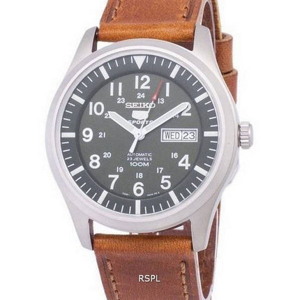 Montre homme Seiko 5 Sports à rapport automatique, cuir brun, SNZG09K1-LS9