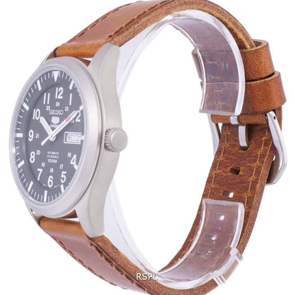 Montre homme Seiko 5 Sports à rapport automatique, cuir brun, SNZG09K1-LS9