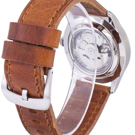 Montre homme Seiko 5 Sports à rapport automatique, cuir brun, SNZG09K1-LS9