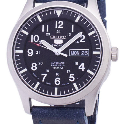 Seiko 5 Sports SNZG15J1-LS13 Japon fait en cuir bleu foncé bracelet montre homme