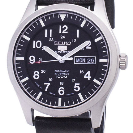 Seiko 5 Sports SNZG15J1-LS14 Japon fait en cuir noir bracelet montre homme