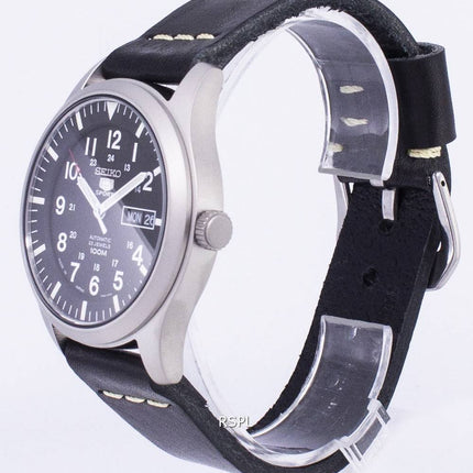 Seiko 5 Sports SNZG15J1-LS14 Japon fait en cuir noir bracelet montre homme