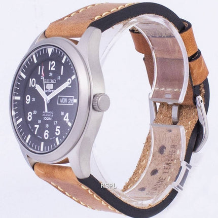 Seiko 5 Sports SNZG15J1-LS17 automatique Japon faite en cuir marron bracelet montre homme