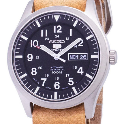 Seiko 5 Sports SNZG15J1-LS18 automatique au Japon fait en cuir marron bracelet montre homme