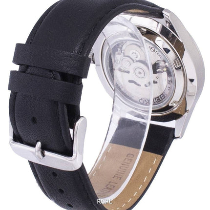 Montre homme Seiko 5 Sports Automatic reconditionnée, bracelet en cuir noir SNZG15K1-var-LS10, étanche à 100 m
