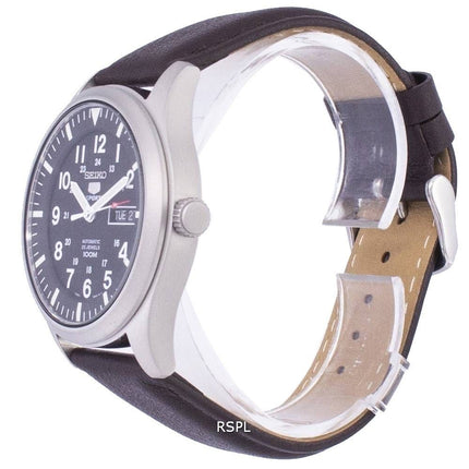 Seiko 5 Sports automatique Ratio en cuir marron foncé SNZG15K1-LS11 hommes