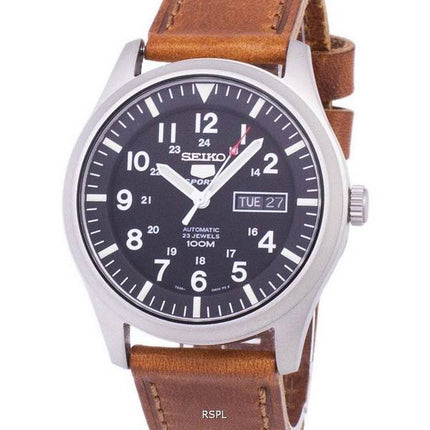 Montre homme Seiko 5 Sports Automatic en cuir marron SNZG15K1-var-LS9 100M reconditionnée