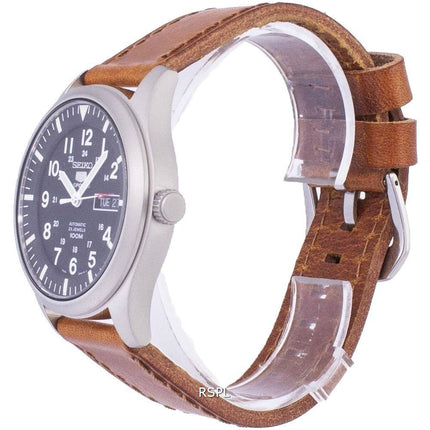 Montre homme Seiko 5 Sports Automatic en cuir marron SNZG15K1-var-LS9 100M reconditionnée