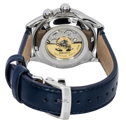 Montre homme Seiko Prospex Alpinist GMT, bracelet en cuir, cadran bleu, automatique, SPB377J1, 200 m