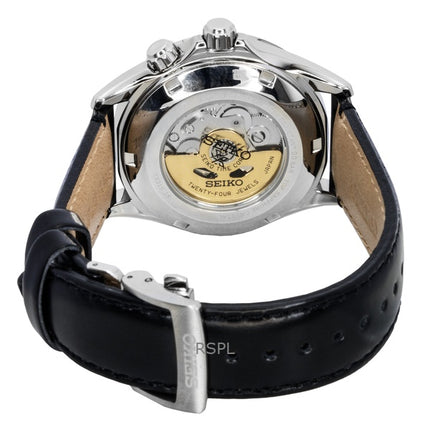 Montre homme Seiko Prospex Alpinist GMT, bracelet en cuir, cadran noir, automatique, SPB379J1, 200 m