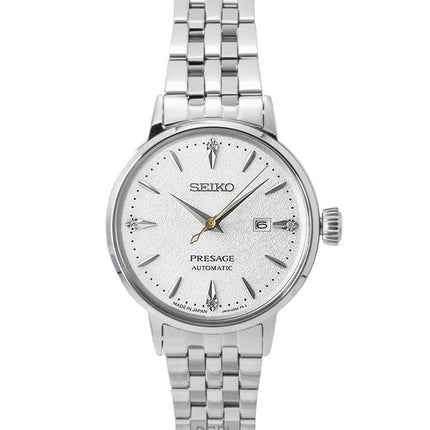 Montre femme Seiko Presage Cocktail avec accents de diamants, cadran argenté en acier inoxydable, automatique SRE017J1