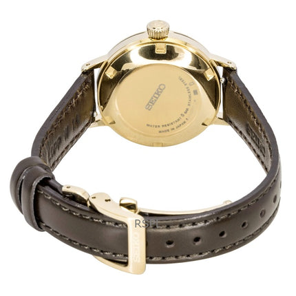 Montre femme Seiko Presage Cocktail avec accents de diamants et bracelet en cuir, automatique SRE020J1