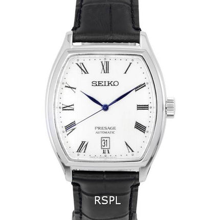 Montre Homme Seiko Presage Bracelet Cuir Cadran Blanc Automatique SRPD05 SRPD05J1 SRPD05J