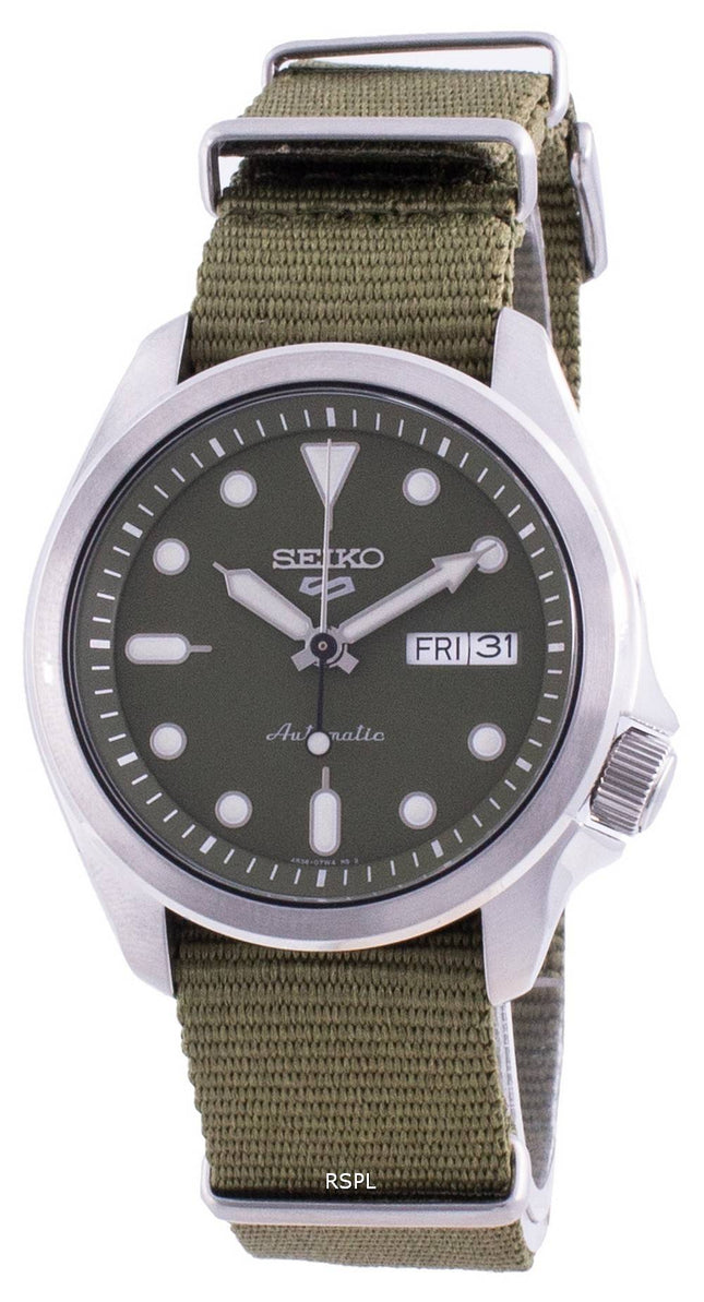Montre Homme Seiko 5 Sports Cadran Vert Bracelet En Nylon Automatique SRPE65 SRPE65K1 SRPE65K 100M