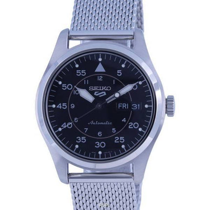 Seiko 5 Sports Flieger Acier Inoxydable Mesh Cadran Noir Automatique SRPH23K1 100M Montre Homme