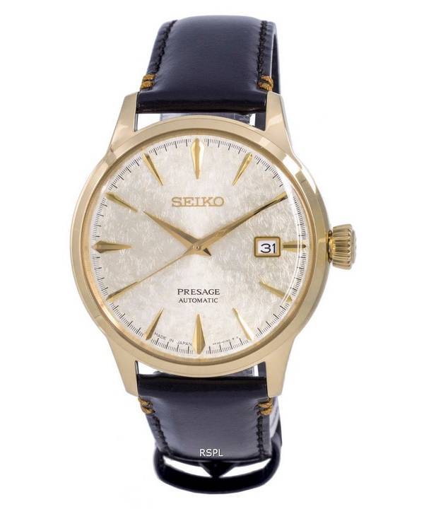 Seiko Presage Cocktail Edition Limitée Cuir Or Cadran Automatique SRPH78 SRPH78J1 SRPH78J Montre Homme