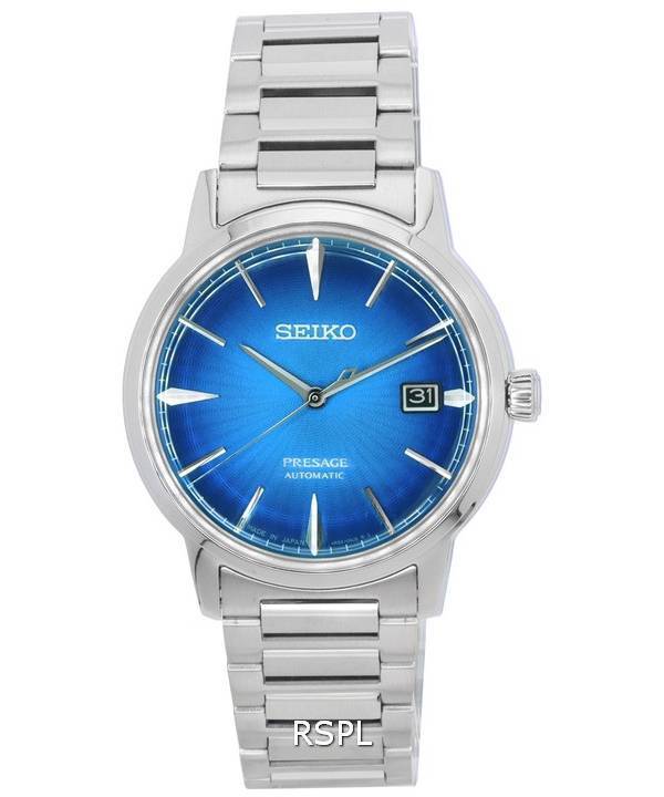Seiko Presage Cocktail Time Montre Homme Cadran Bleu Aviation Automatique SRPJ13 SRPJ13J1 SRPJ13J