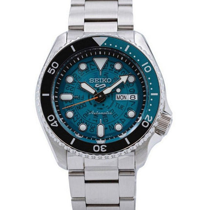 Montre pour homme Seiko 5 Sports SKX Style en acier inoxydable avec cadran bleu sarcelle transparent automatique SRPJ45K1 100M