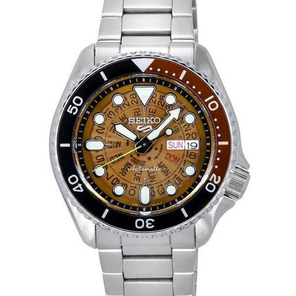 Montre pour homme Seiko 5 Sports SKX Style en acier inoxydable avec cadran orange transparent automatique SRPJ47K1 100M