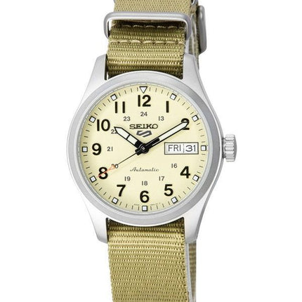 Seiko 5 Sports Desert Kit Midfield Bracelet en nylon Cadran crème Automatique SRPJ83K1 100M Montre pour homme
