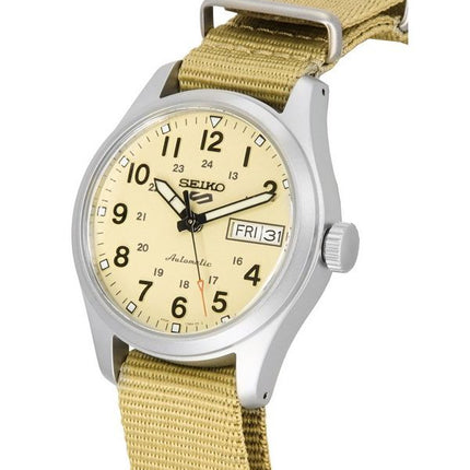 Seiko 5 Sports Desert Kit Midfield Bracelet en nylon Cadran crème Automatique SRPJ83K1 100M Montre pour homme