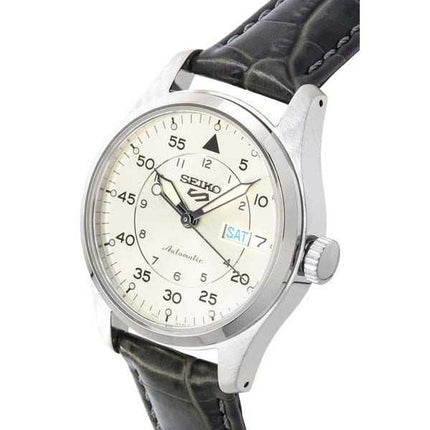 Montre homme Seiko 5 Sports GMT Champagne Flieger Suit Style, bracelet en cuir, automatique, étanche à 100 m, reconditionnée (référence SRPJ87K1).