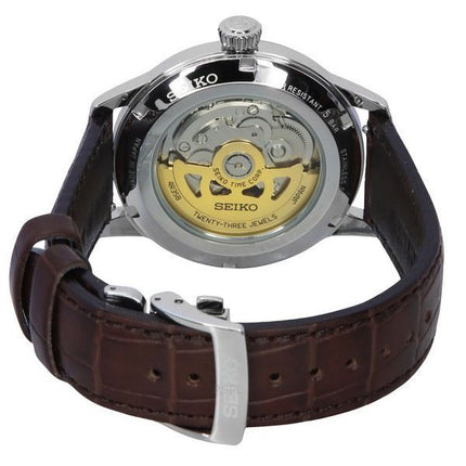 Montre Seiko Presage Cocktail Time avec bracelet en cuir de veau et cadran bleu automatique SRPK15J1 pour homme