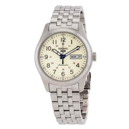 Montre pour homme Seiko 5 Sports Laurel 110e anniversaire édition limitée cadran beige automatique SRPK41K1 100M avec bracelet s