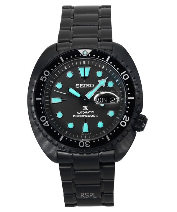 Montre de plongée automatique Seiko Prospex Black Series Night Vision Turtle, cadran noir, SRPK43K1, 200 m, pour homme