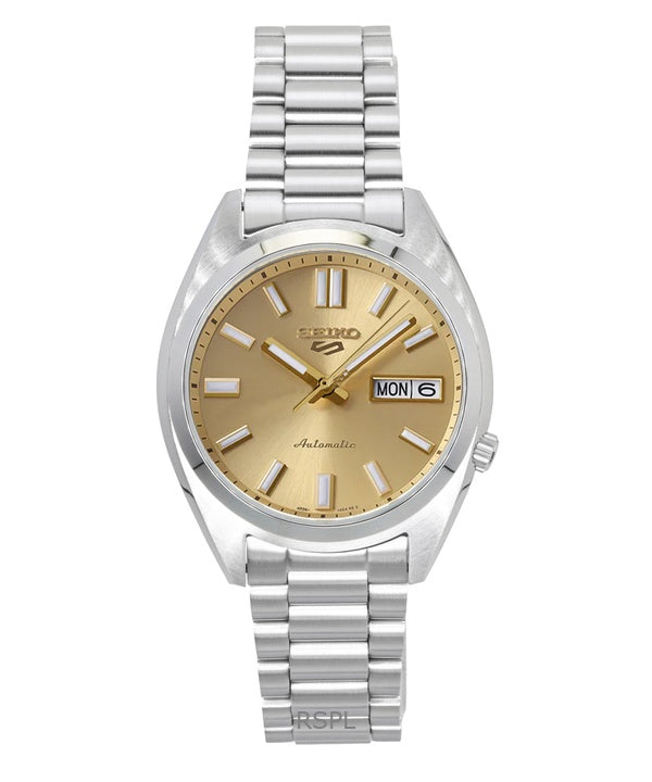 Montre homme Seiko 5 Sports SNXS en acier inoxydable, cadran doré, automatique SRPL59K1, étanche à 100 m