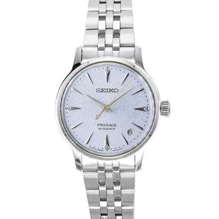 Montre femme Seiko Presage Cocktail avec accents de diamants, boîtier en acier inoxydable, cadran bleu clair, automatique SRPL61J1
