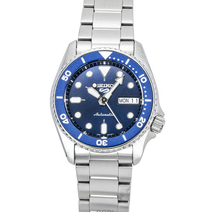 Montre homme Seiko 5 Sports SKX Street Denim en acier inoxydable, cadran bleu, automatique SRPL77K1, étanche à 100 m