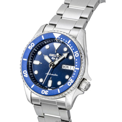 Montre homme Seiko 5 Sports SKX Street Denim en acier inoxydable, cadran bleu, automatique SRPL77K1, étanche à 100 m