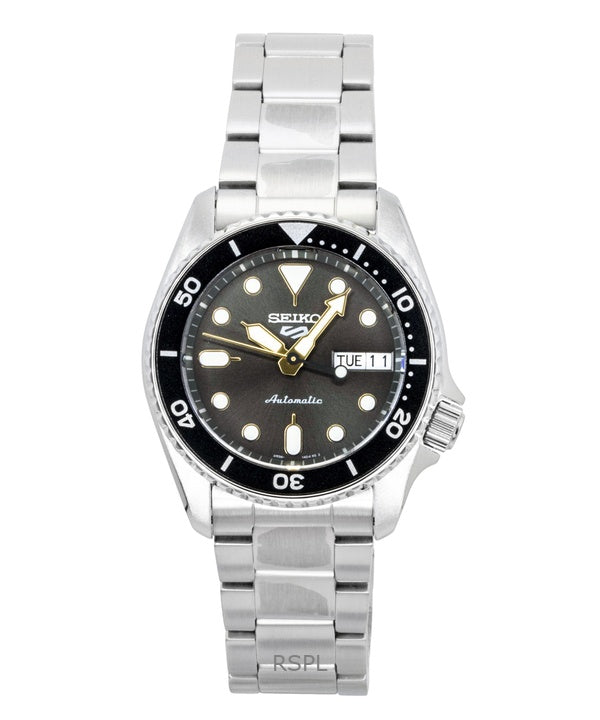 Montre homme Seiko 5 Sports SKX Street Stonewash en acier inoxydable, cadran noir, automatique SRPL79K1, étanche à 100 m