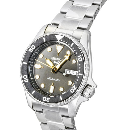 Montre homme Seiko 5 Sports SKX Street Stonewash en acier inoxydable, cadran noir, automatique SRPL79K1, étanche à 100 m
