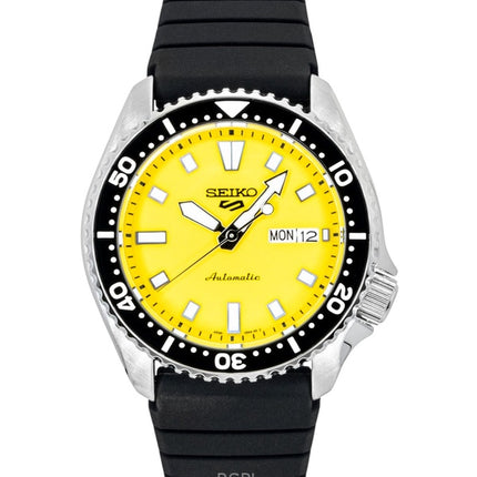 Montre homme Seiko 5 Sports SKX Redux, bracelet en silicone, cadran jaune, automatique SRPL87K1, étanche à 100 m