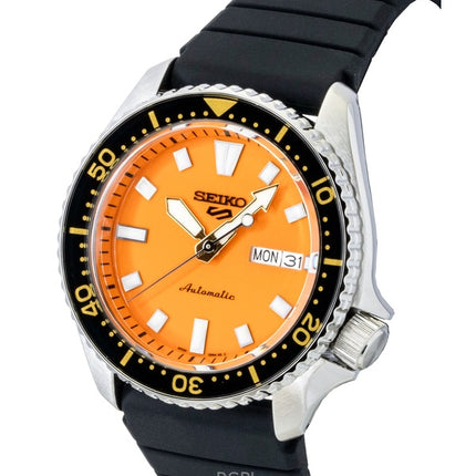 Montre homme Seiko 5 Sports SKX Redux, bracelet en silicone, cadran orange, automatique SRPL89K1, étanche à 100 m