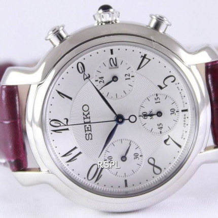 Montre Seiko Quartz chronographe cuir sangle SRW875P2 féminin
