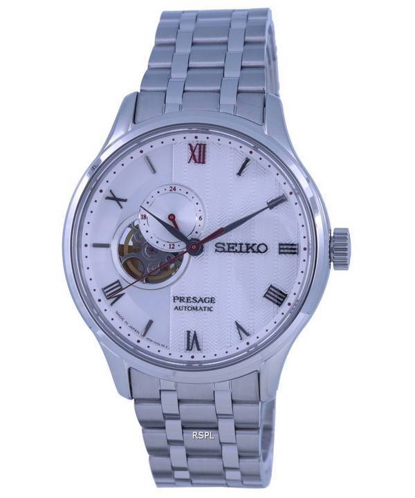 Montre Homme Seiko Presage Zen Garden Cœur Ouvert Cadran Blanc Automatique SSA443 SSA443J1 SSA443J